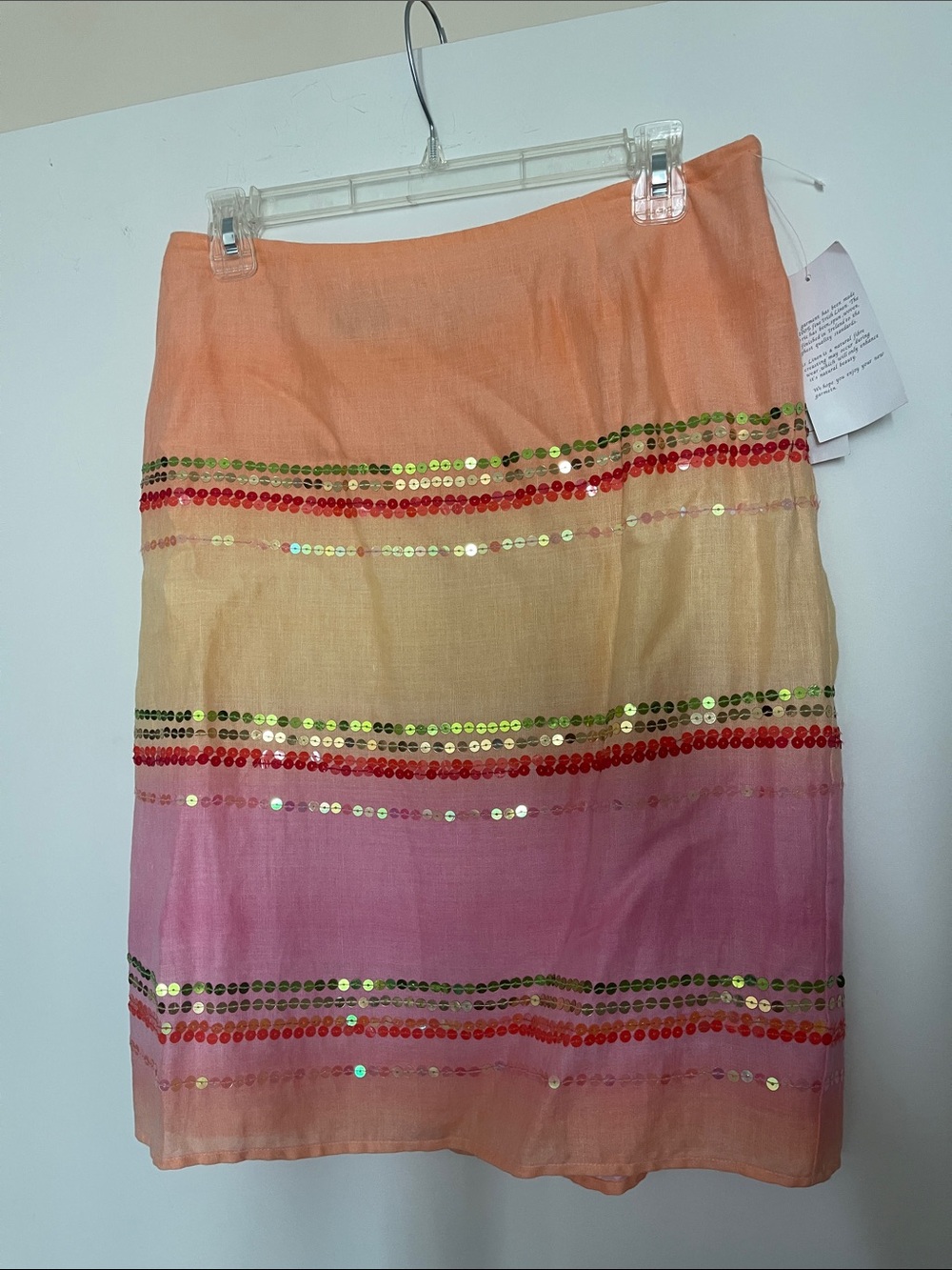 Women’s Gradient Sequin Stripe Skirt - Pink, Peach & Cream